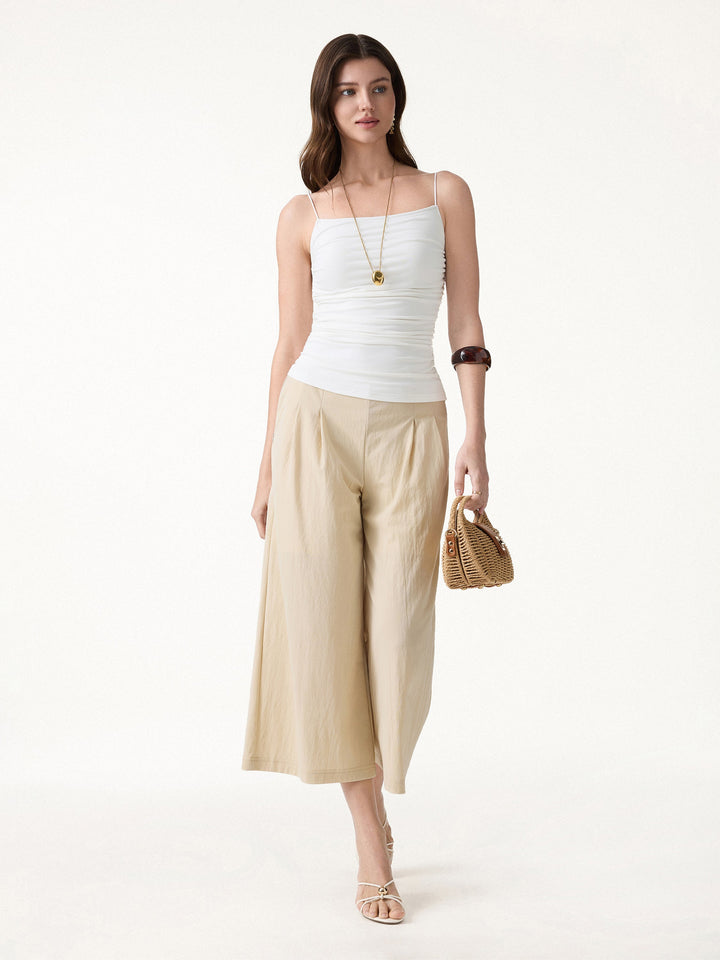 Square Neck Ruched Spaghetti Bra Top
