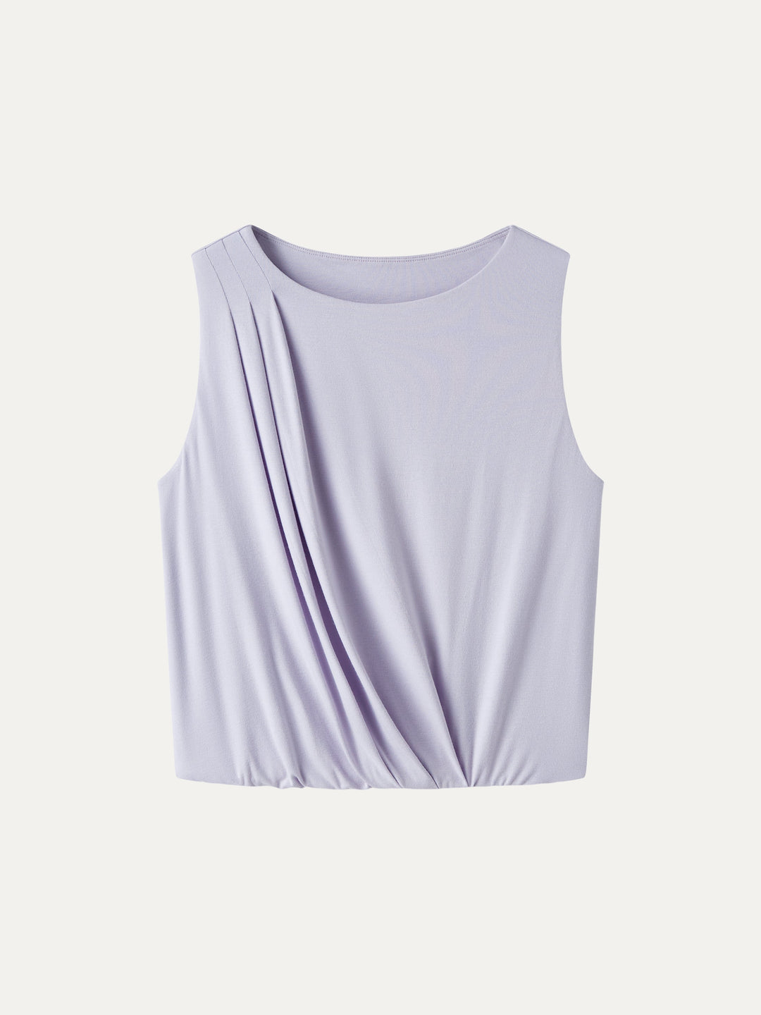 CoolTouch Boatneck Gathered Hem Cropped Top