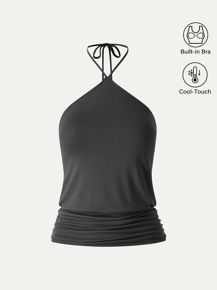 CoolTouch Halter Ruched Hem Bra Top