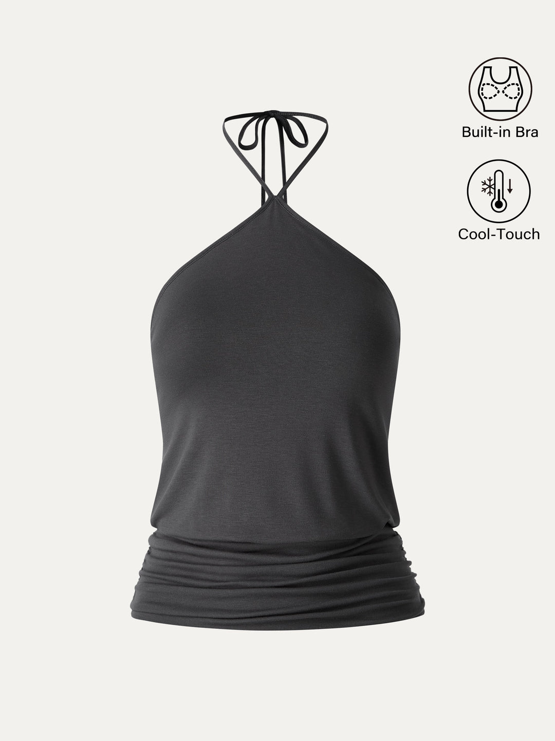 CoolTouch Halter Ruched Hem Bra Top