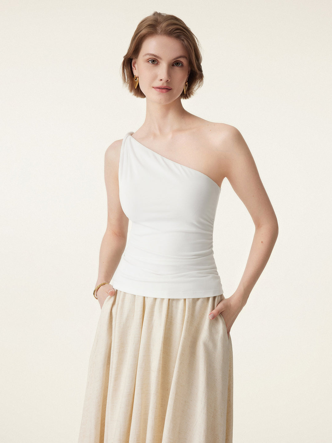 One Shoulder Twisted Bra Tank