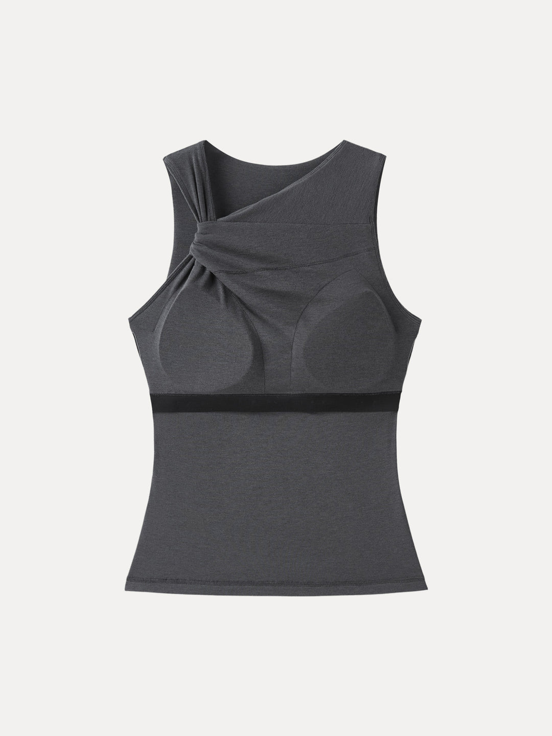 Sweat-Wicking Asymmetrical Neck Knotted Bra Tank