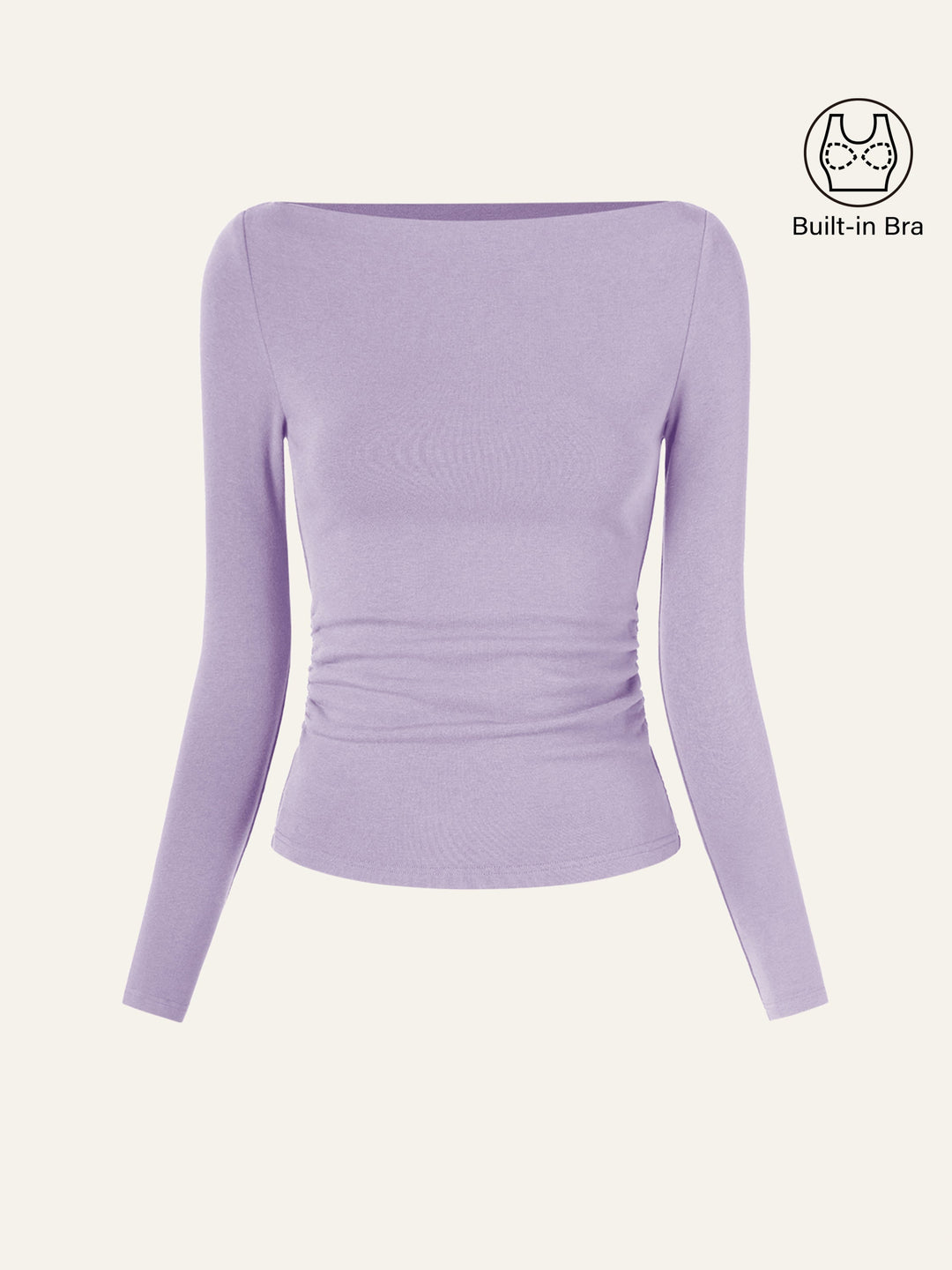 Modern Side Ruched Boatneck Bra Top