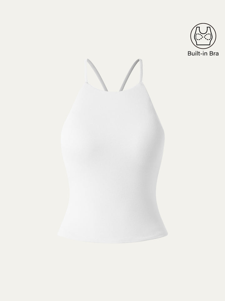 Tie Back Bandless Crop Bra Tank Top