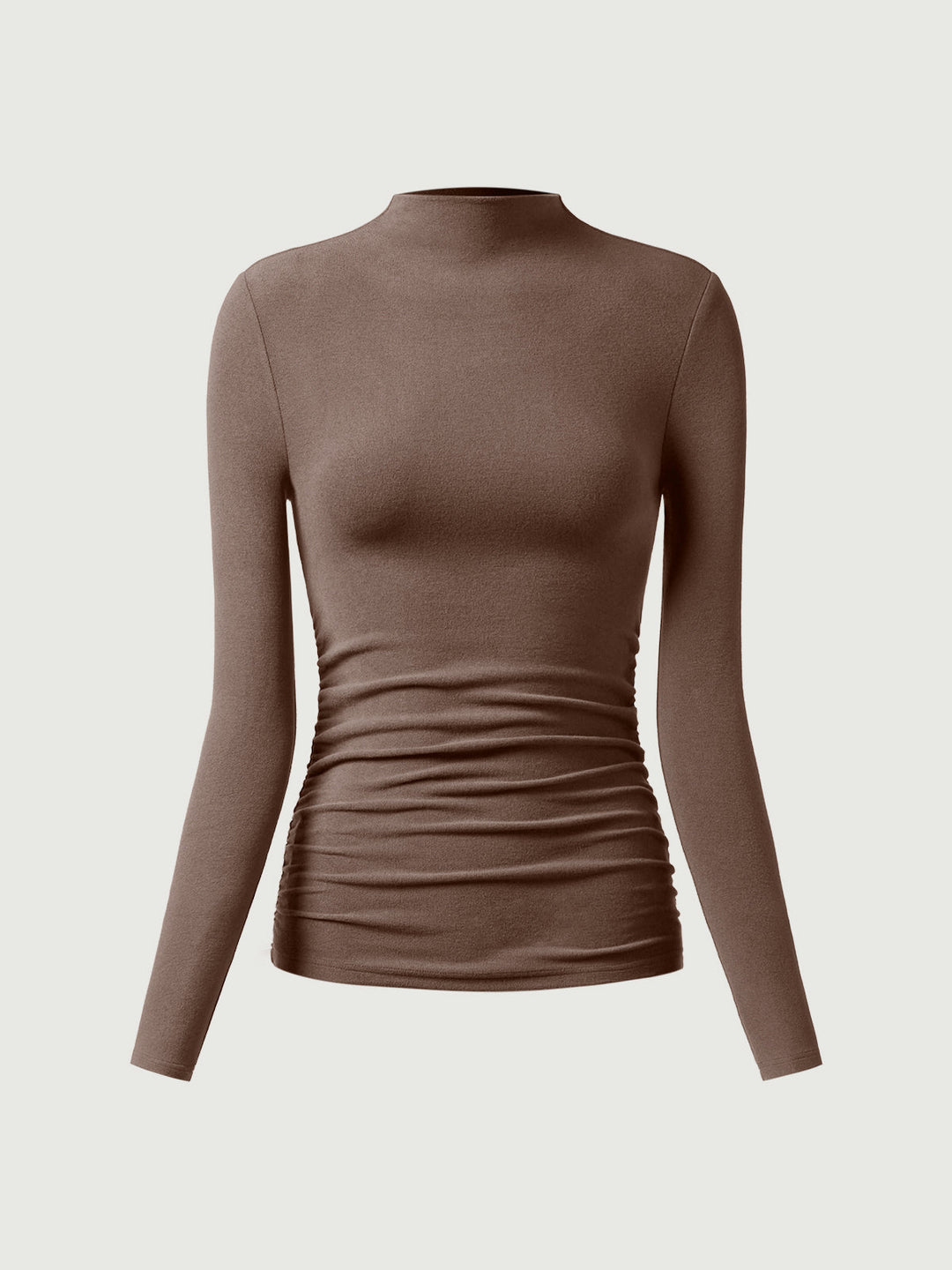 Thermal Ruched Sides Tuckable Mockneck Top