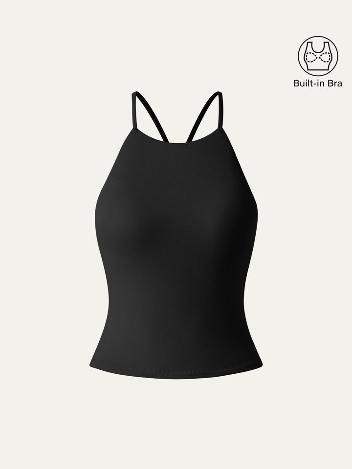 Tie Back Bandless Crop Bra Tank Top