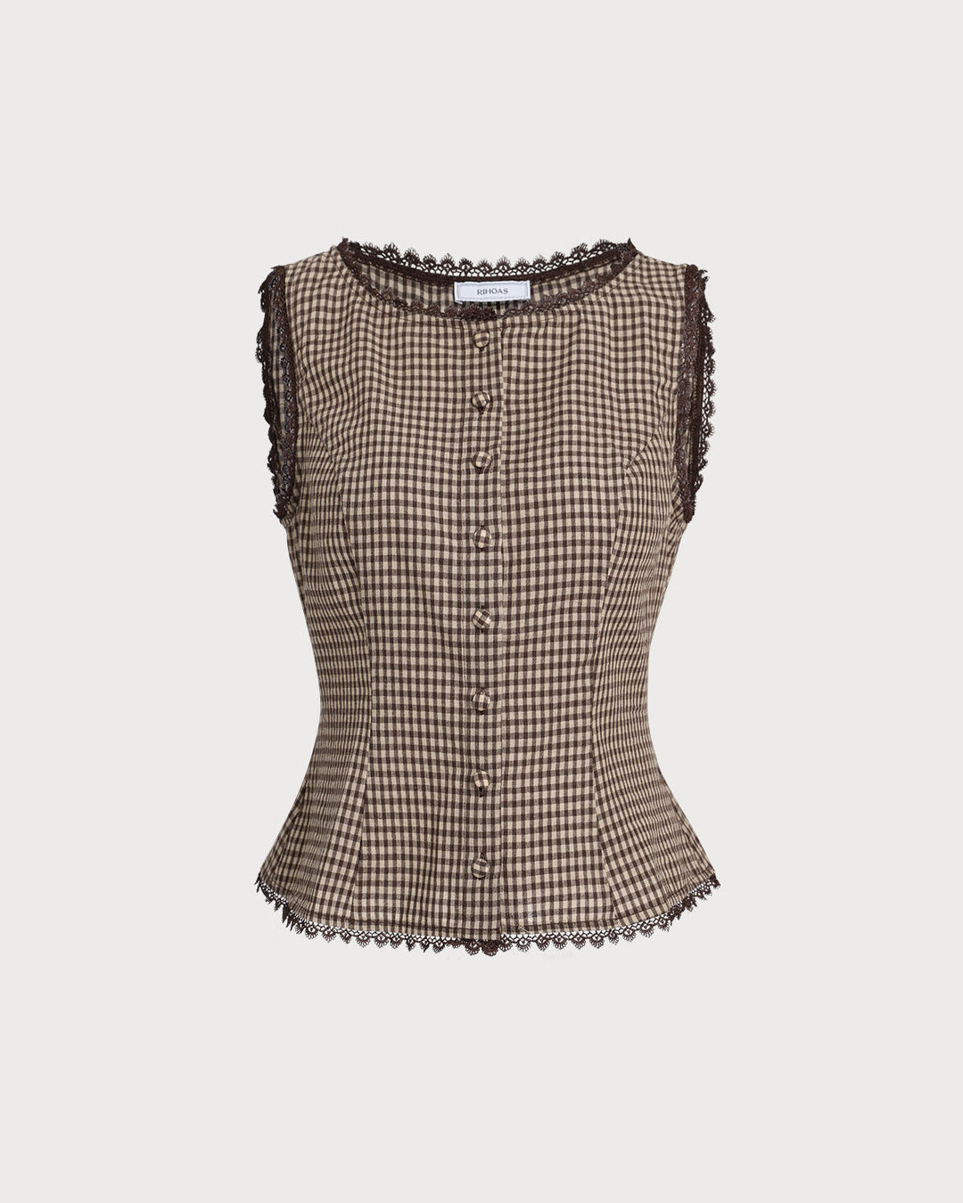 Brown Plaid Single Breasted Vest