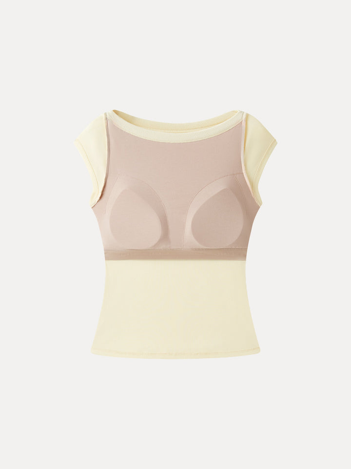 Plantive Boatneck Cap Sleeve Bra Top