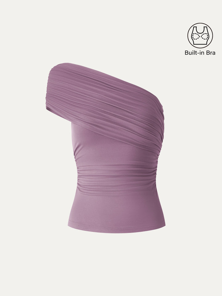 One Shoulder Gathered Bra Top