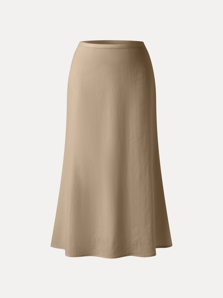 Lyocell-Linen Blend Maxi Flared Pull-On Skirt