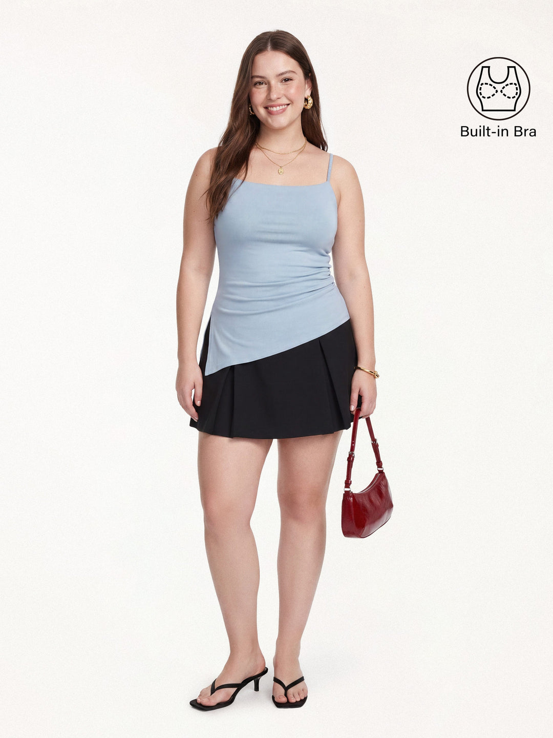 Spaghetti Bra Top with Side Slit