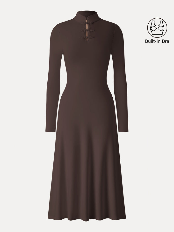 Mandarin Collar Frog Button Midi Bra Dress Limited Edition
