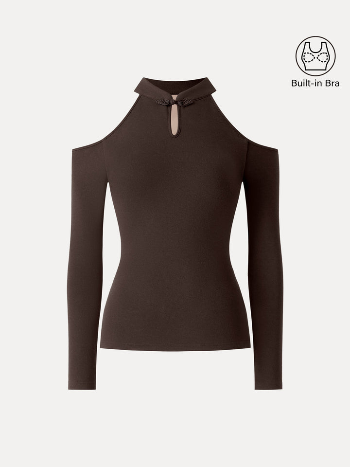 Cutout Shoulder Mandarin Collar Going-out Bra Top Limited Edition