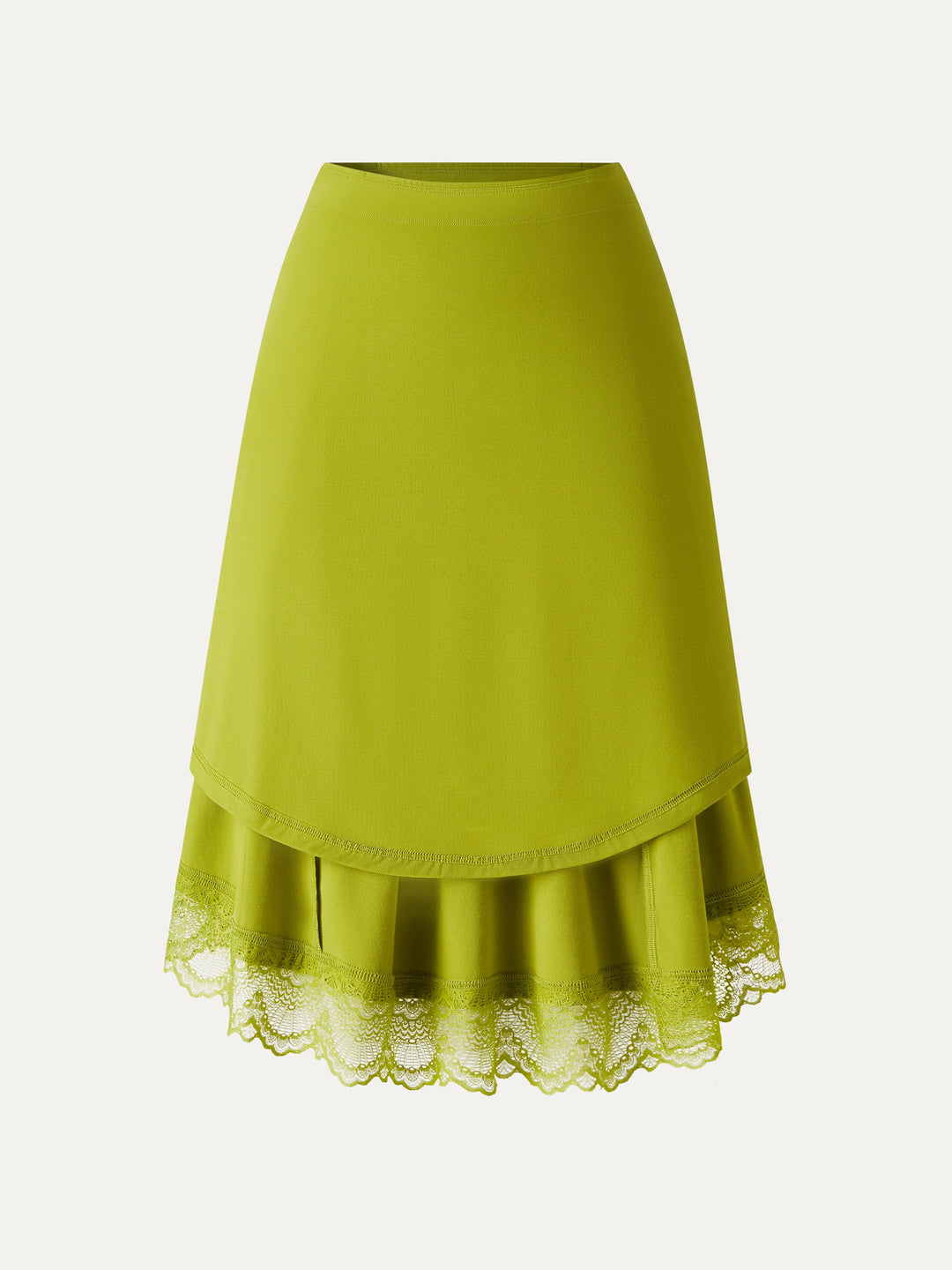 Lace Trim Midi Circle Flare Skirt