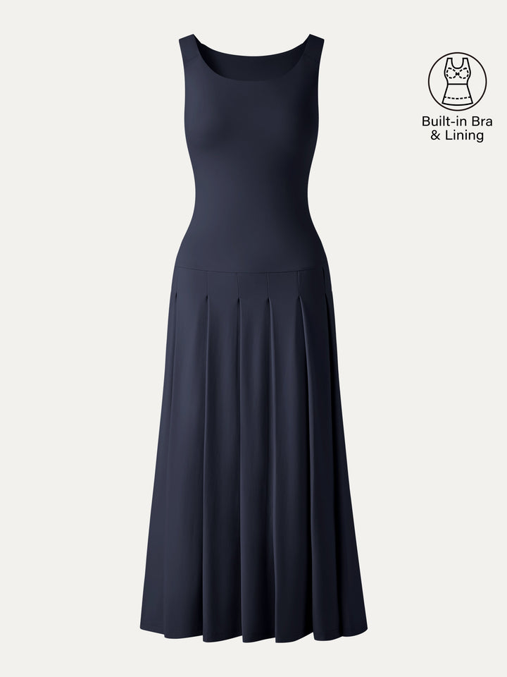 CoolTouch Multi-Wear Pleated Midi Bra Dress
