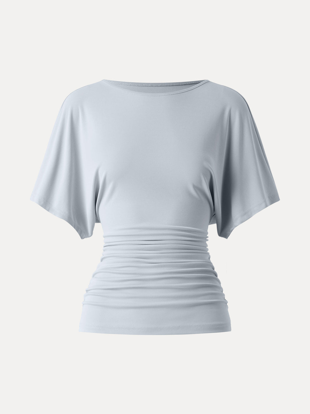 Effortless Boatneck Batwing Sleeve Side Ruched Top