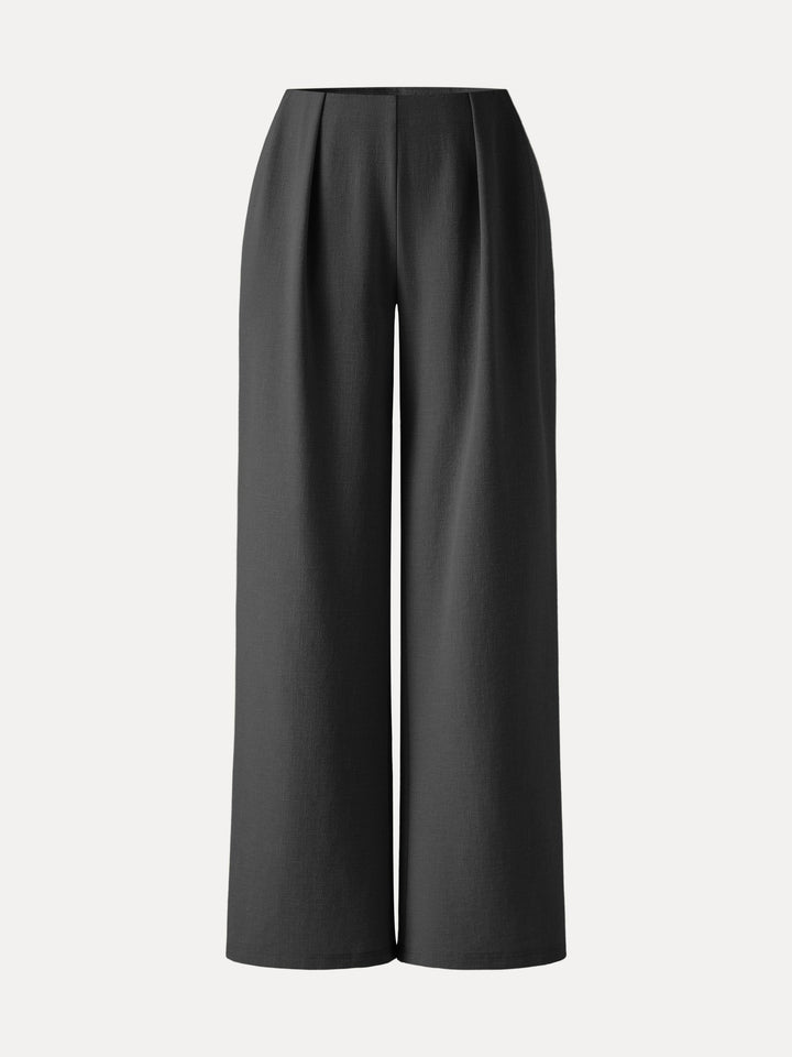 Linen-Like Wide Flare Pant with Pockets