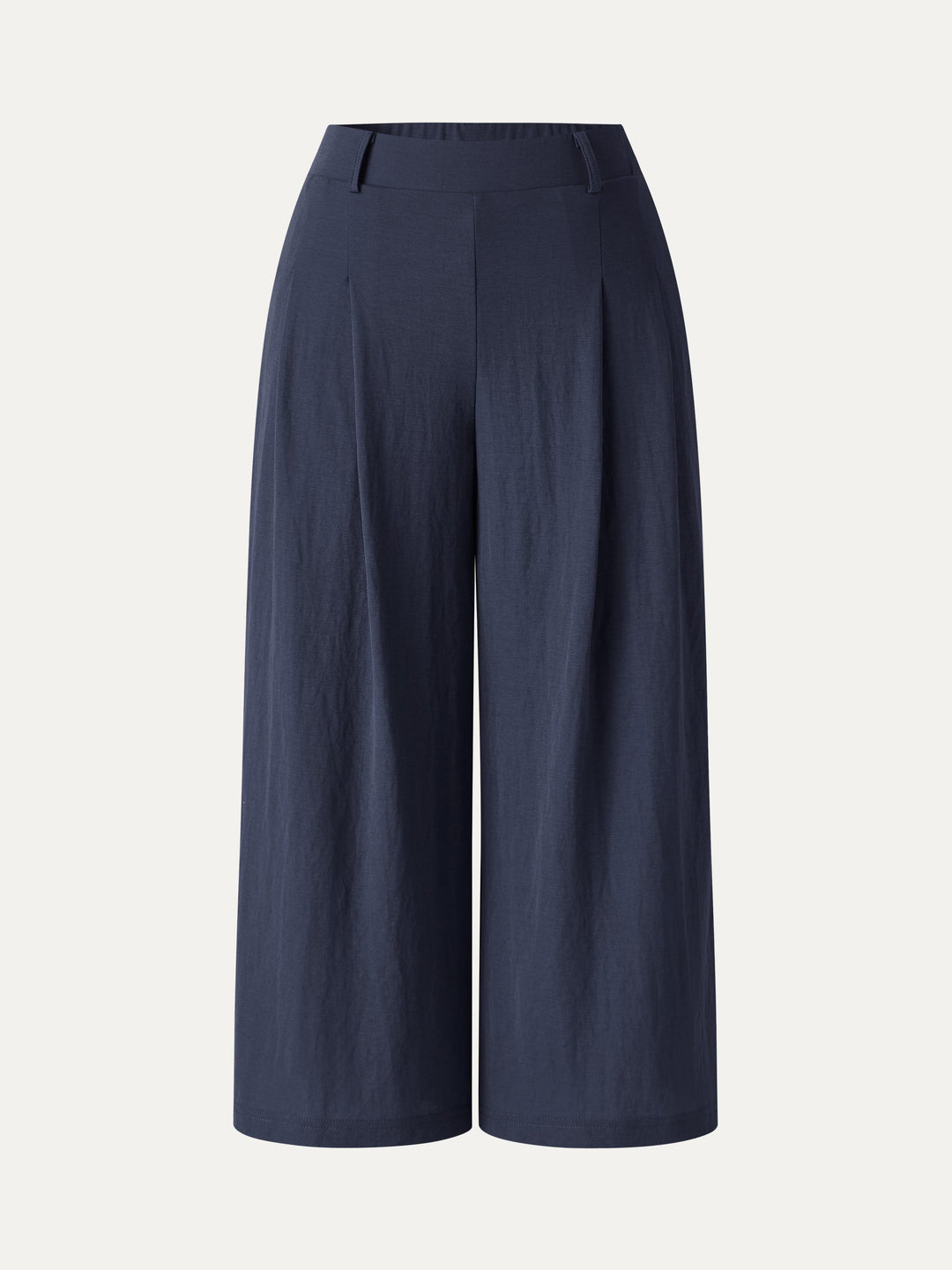 Wrinkle-Resistant Linen-Like Cropped Wide Leg Pants