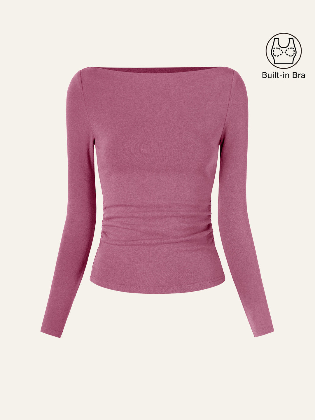 Modern Side Ruched Boatneck Bra Top