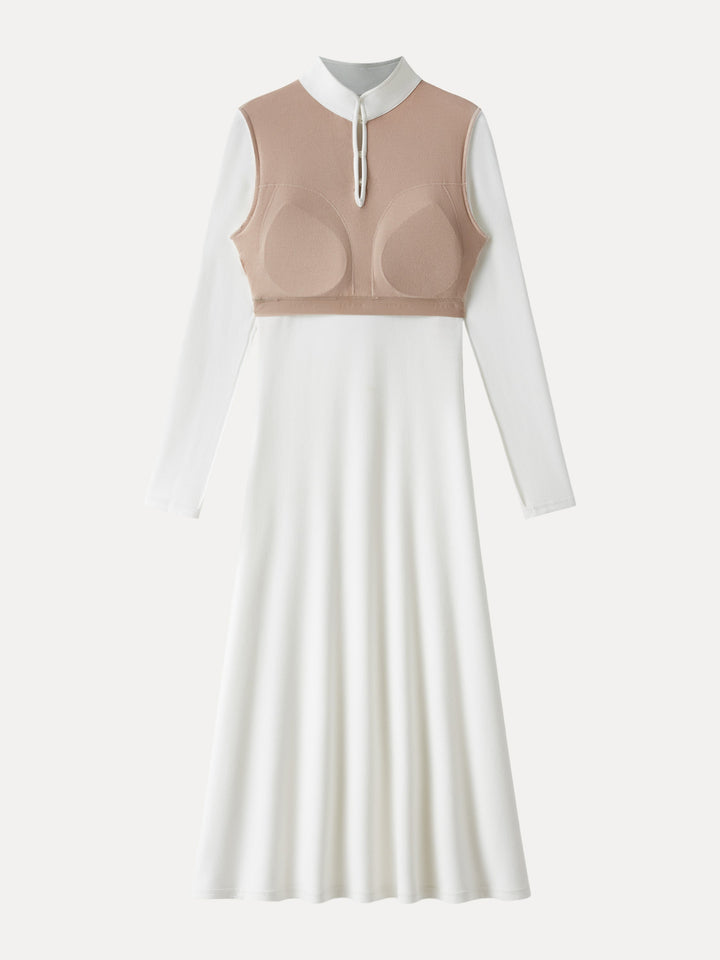 Mandarin Collar Frog Button Midi Bra Dress Limited Edition