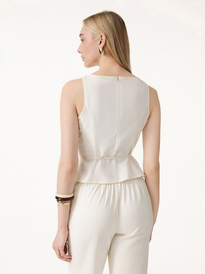 2Pcs Set Boatneck Waist-Defined Top & Maxi Flared Pull-On Skirt