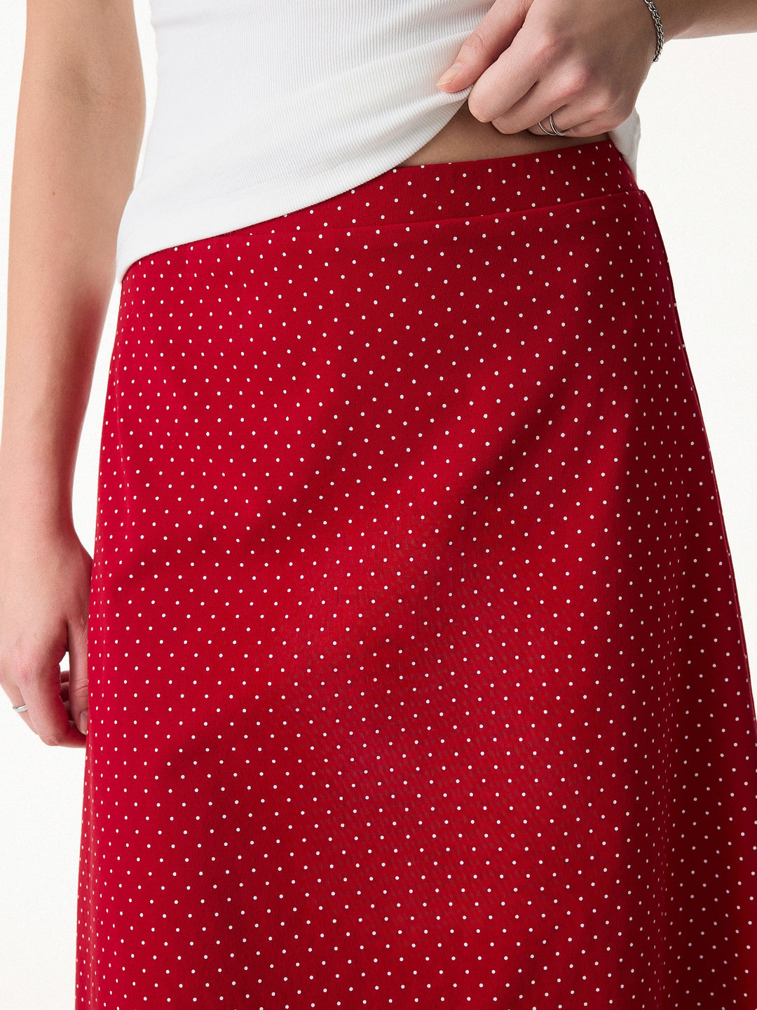 2Pcs Set Boatneck Flutter Sleeves Polka Dot Top & A-Line Flare Skirt Limited Edition