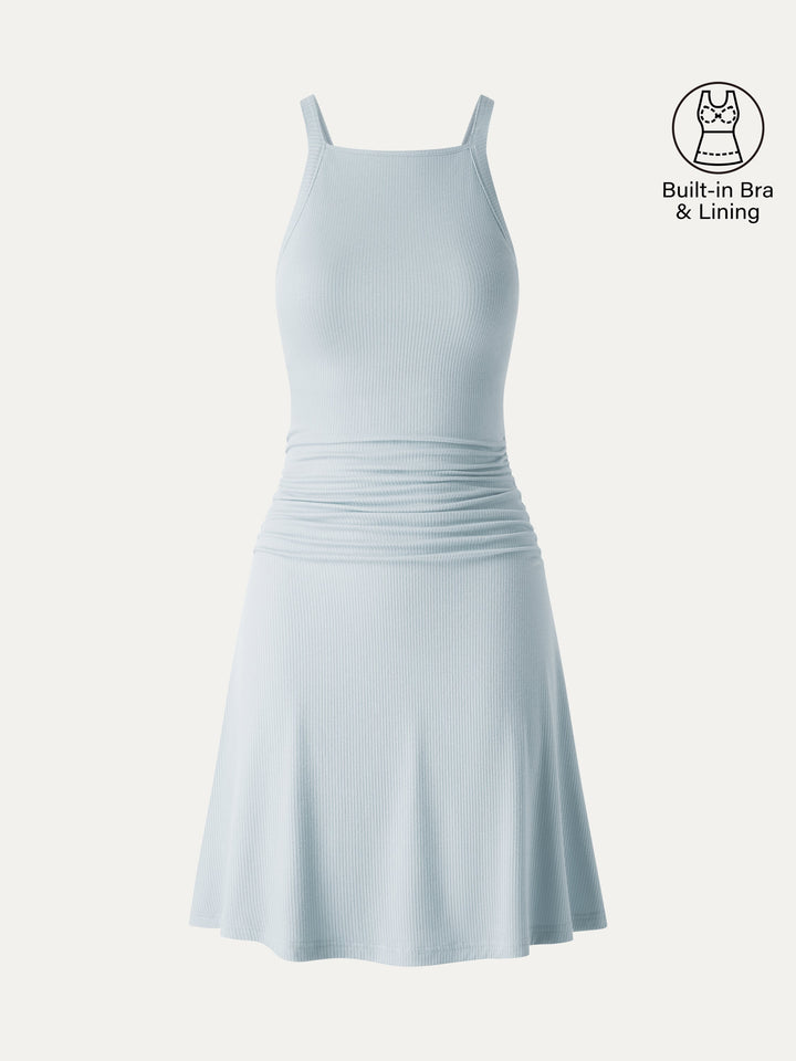 CoolTouch Square Neck Ruched Mini Bra Dress