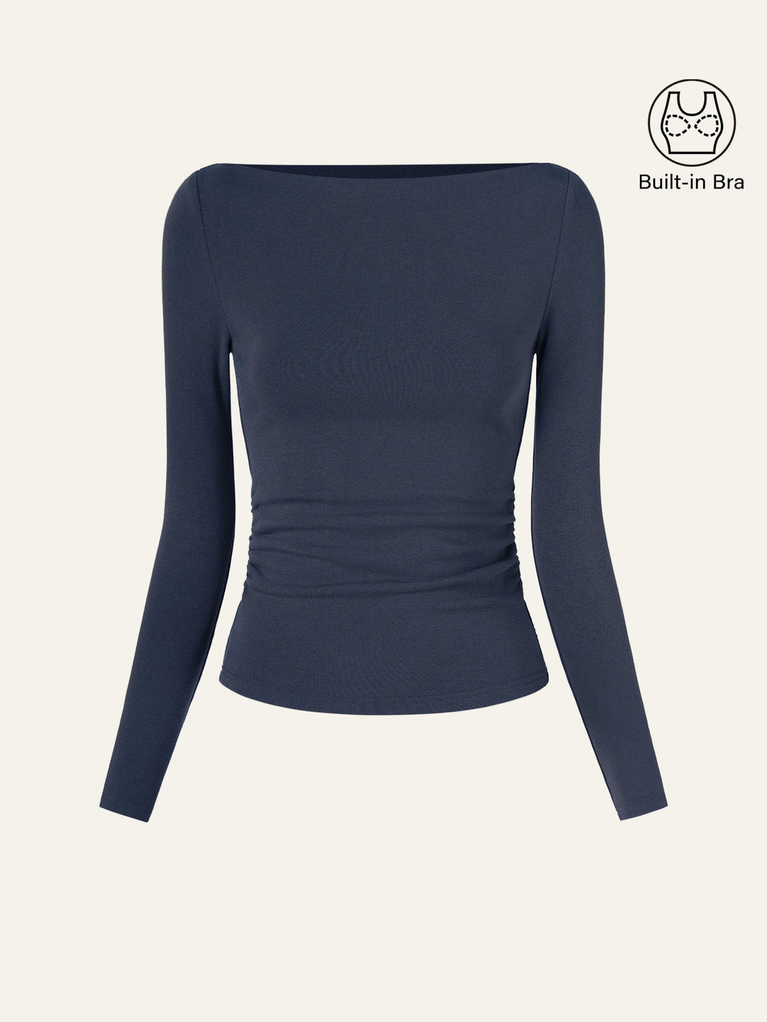 Modern Side Ruched Boatneck Bra Top