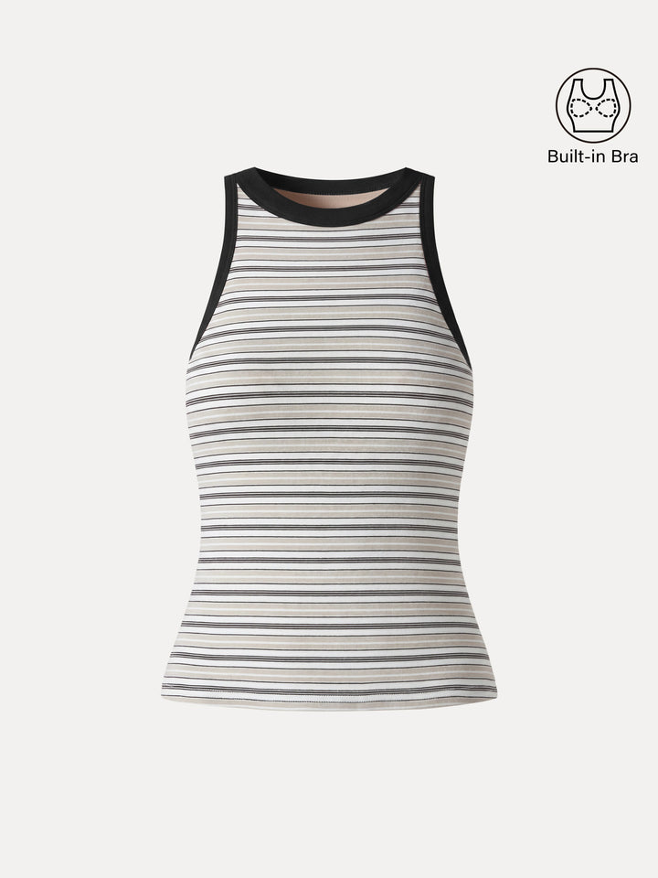 Striped Round Neck Bra Tank