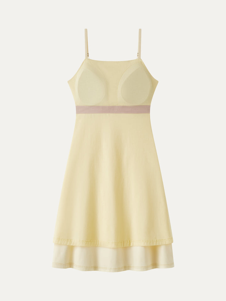 Matte Smooth Square Neck Ruched Spaghetti Mini Bra Dress