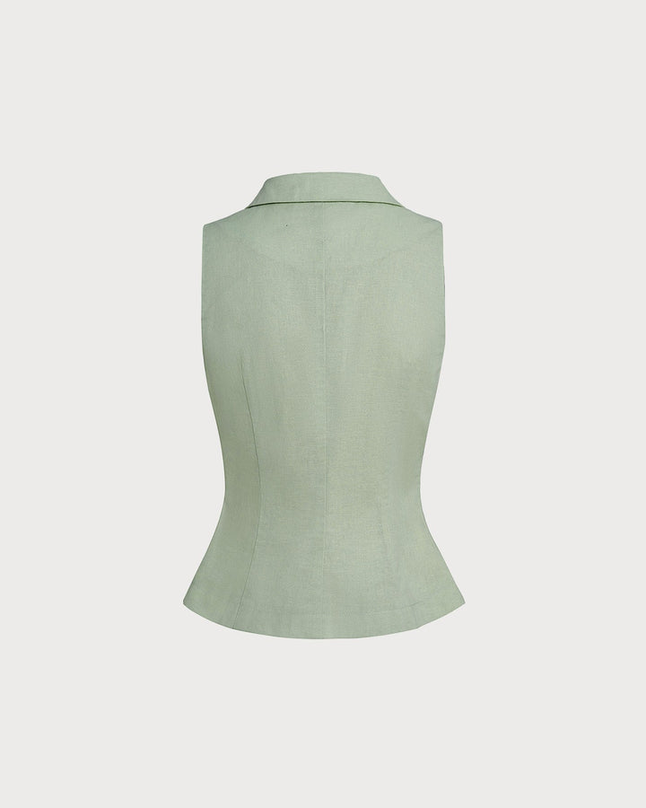 Green Collar Single Breasted Vest