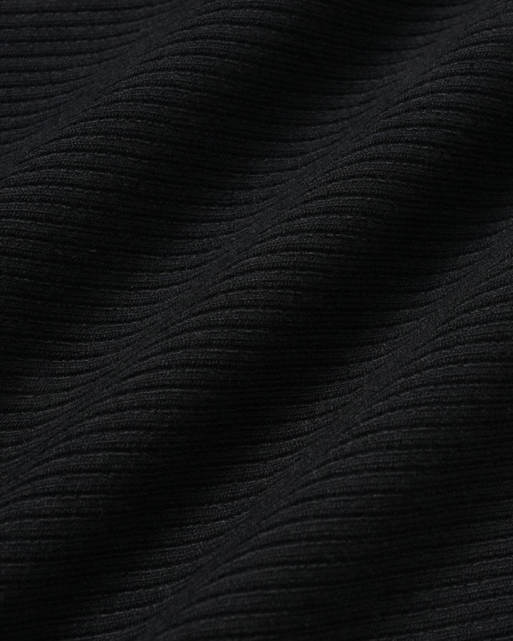 The Black V Neck Ribbed Knit Tank Top