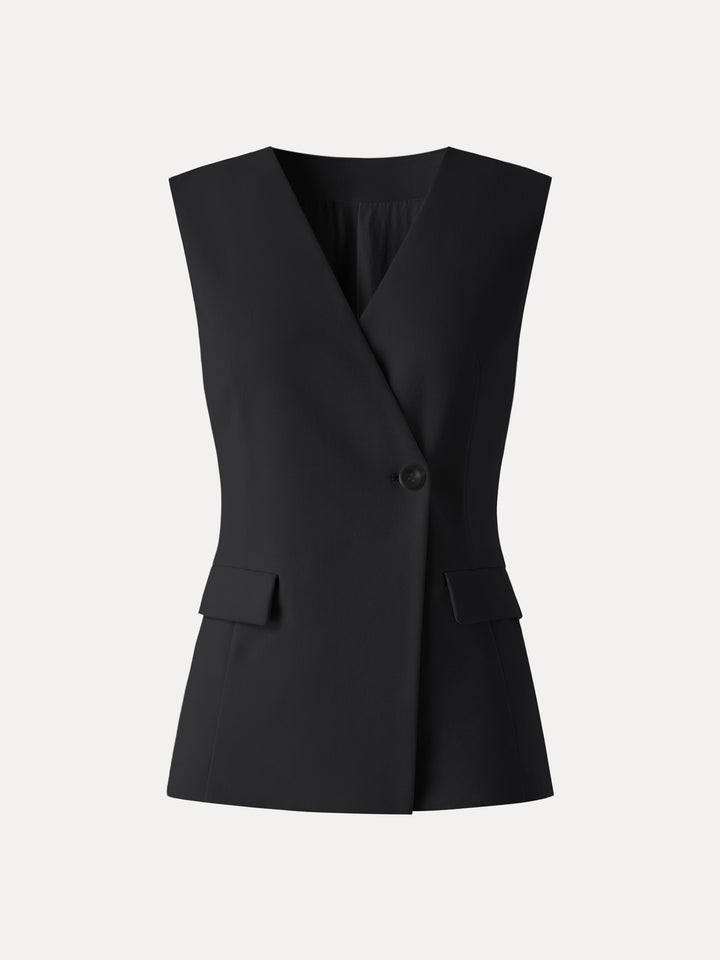 Summer V-Neck Office Staple Waistcoat with Pockets