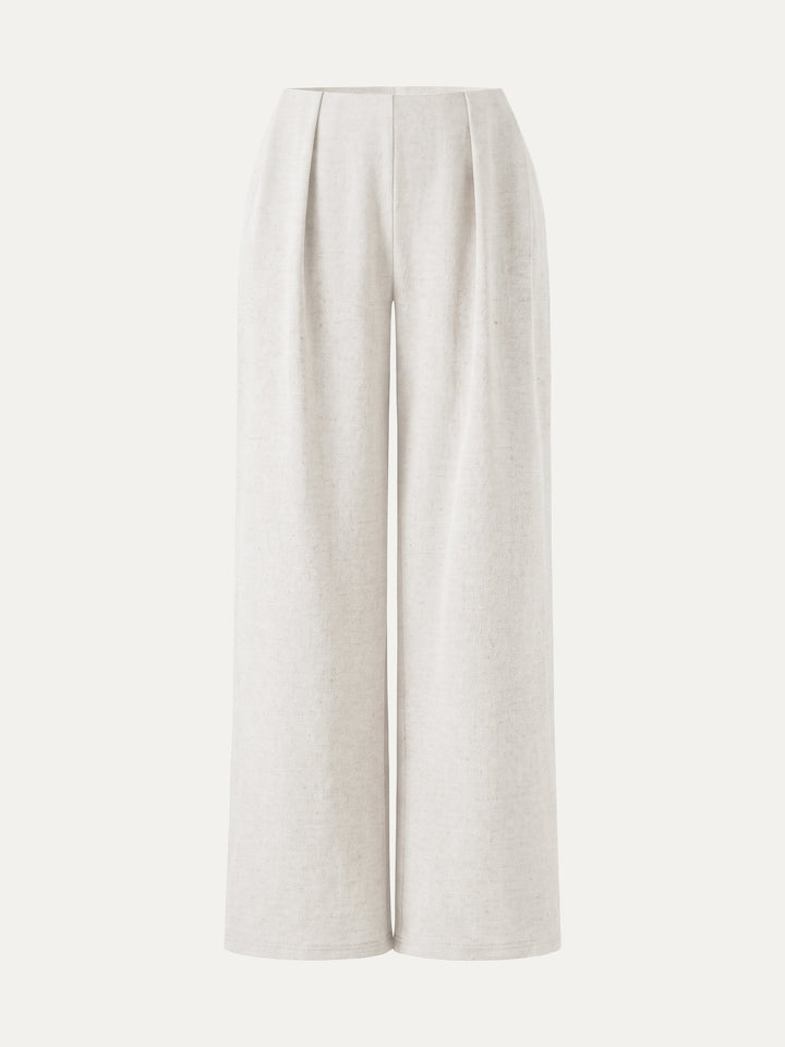 Airy Stretch Linen-Like Wide Flare Pant with Pockets