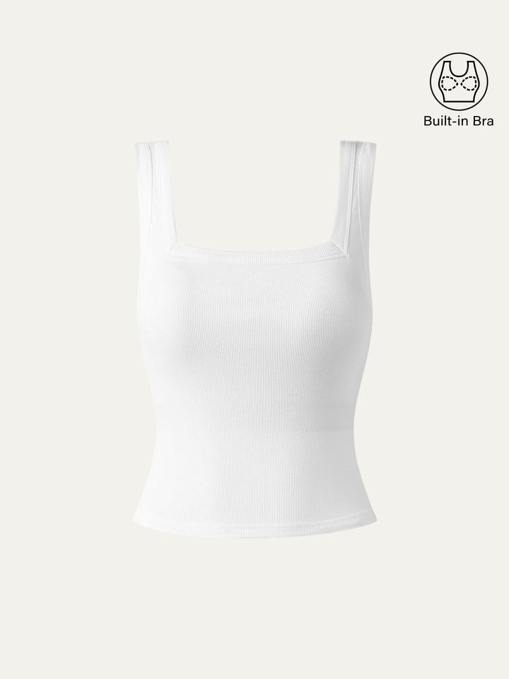 Slinky Square Open-Back Bra Tank Top