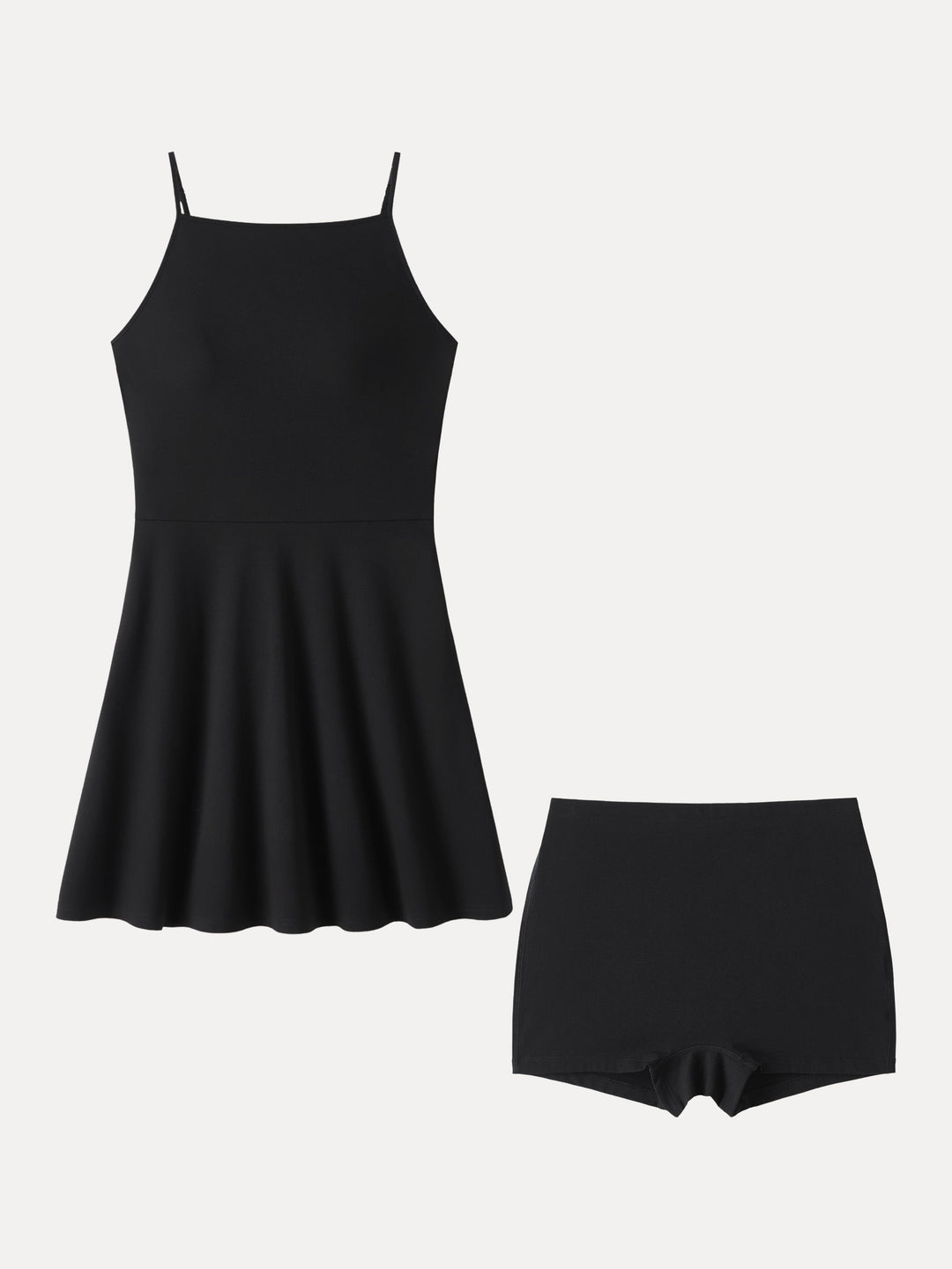 Stretch Ponte Square Neck Mini  A-Line Bra Dress with Pockets