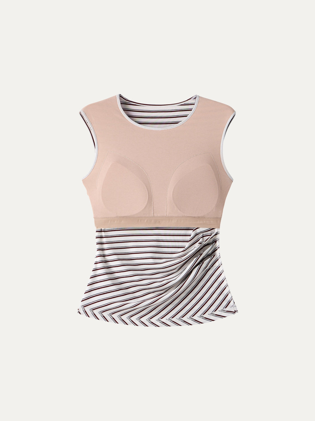 Lyocell Striped Tucked Sleeveless Bra Top