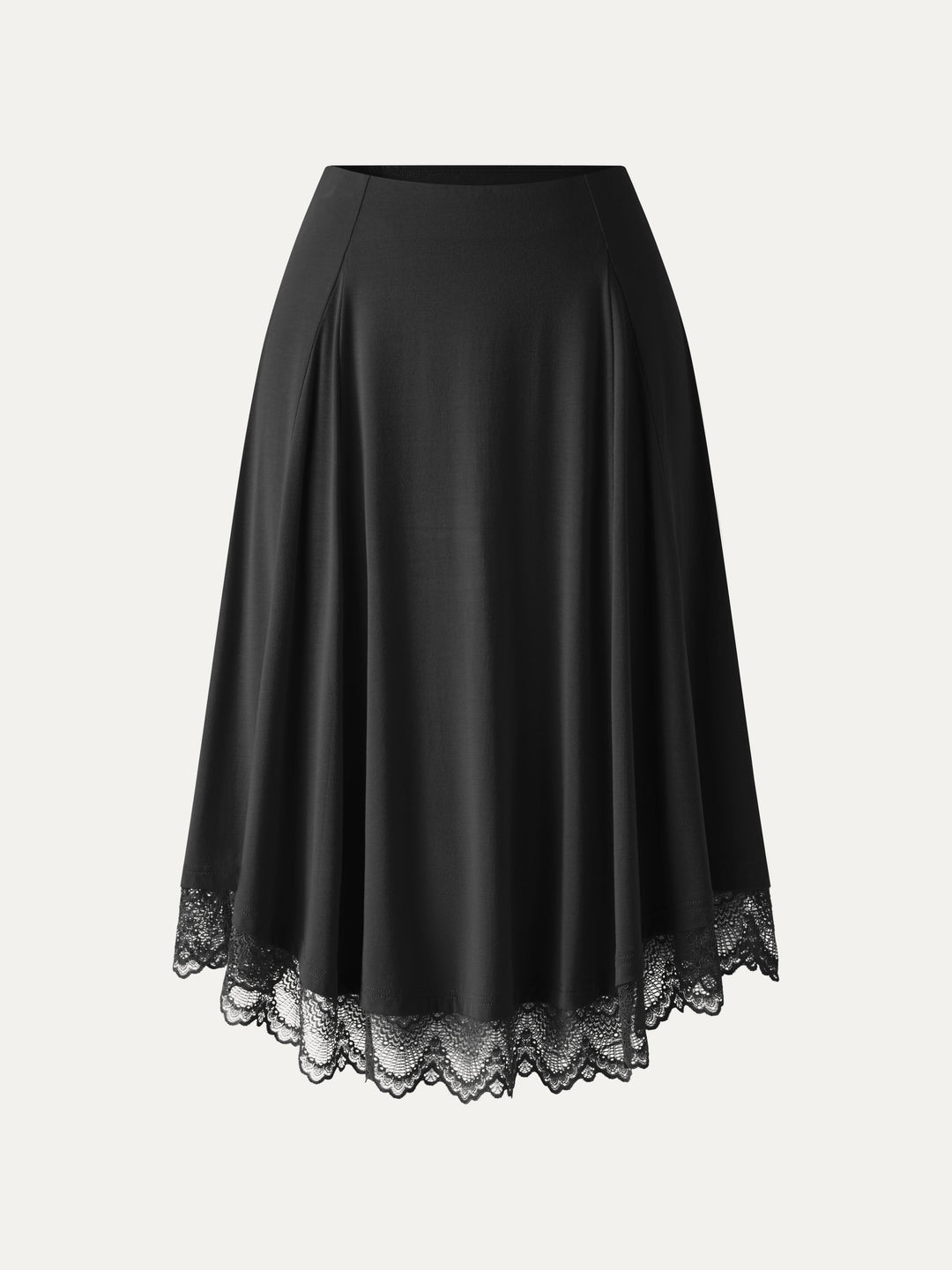 Lace Trim Midi Circle Flare Skirt