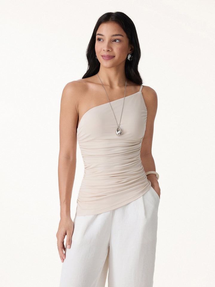 SkinKiss Ruched One Shoulder Asymmetrical Bra Top