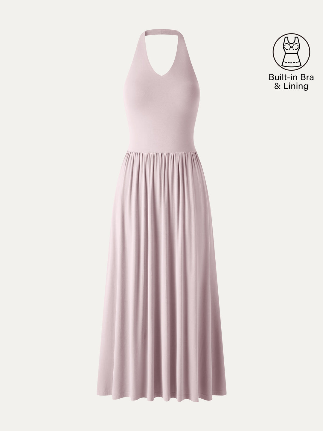 SkinKiss Halter Ruched Midi Bra Dress with Pockets