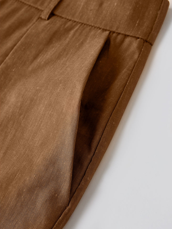 Linen Cropped Wide Leg Pants