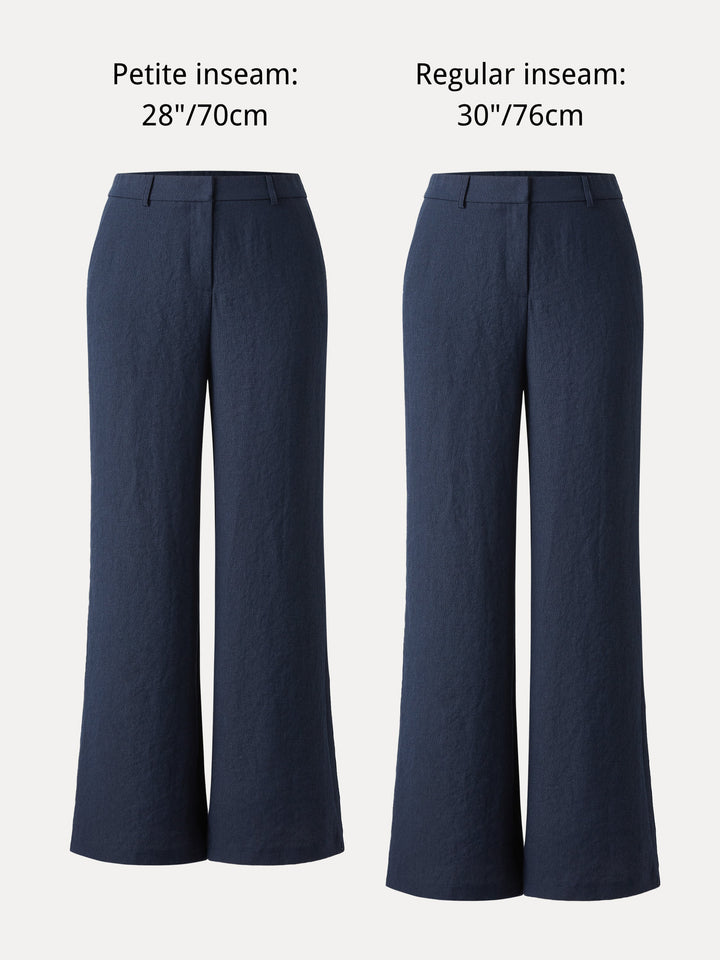 European Linen-Like Mid Rise Flared Pant with Pockets