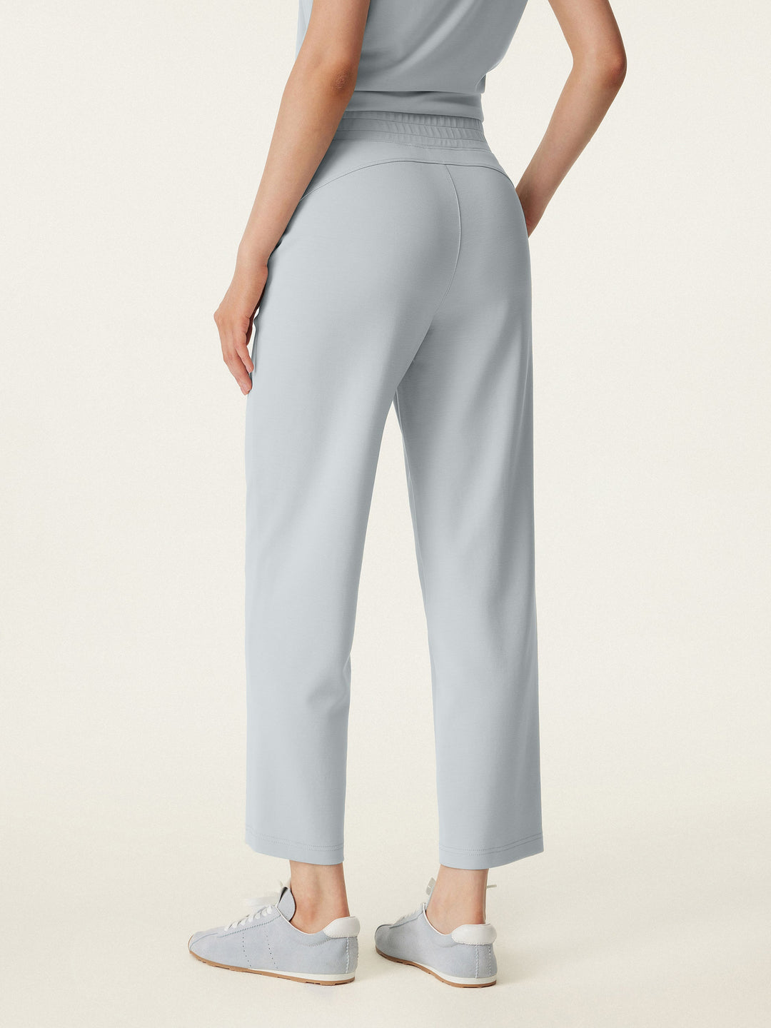 2Pcs Set Crewneck Tucked Tee & Mid Rise Tapered Pant with Pockets