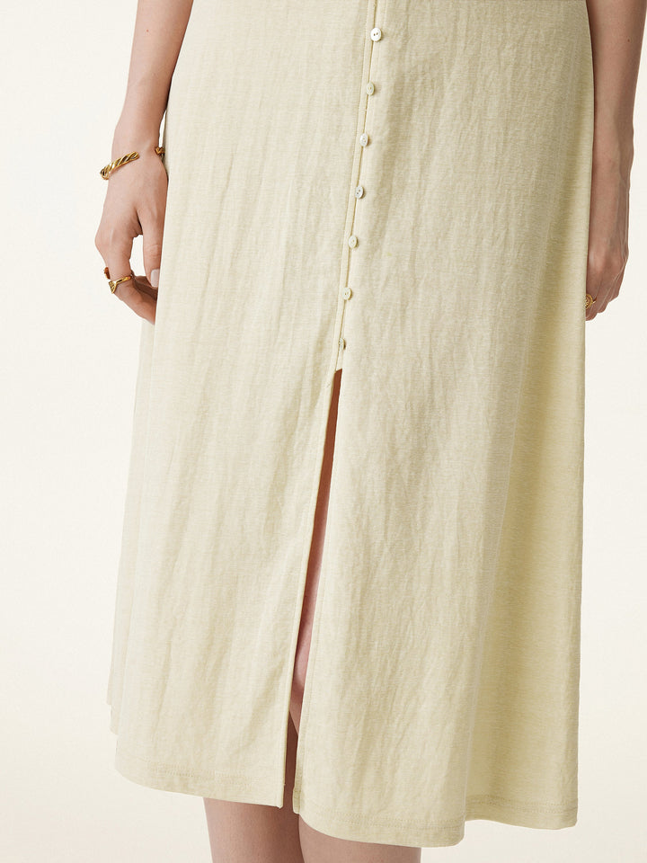 Multi-wear V-neck Button Front Midi Vest Dress