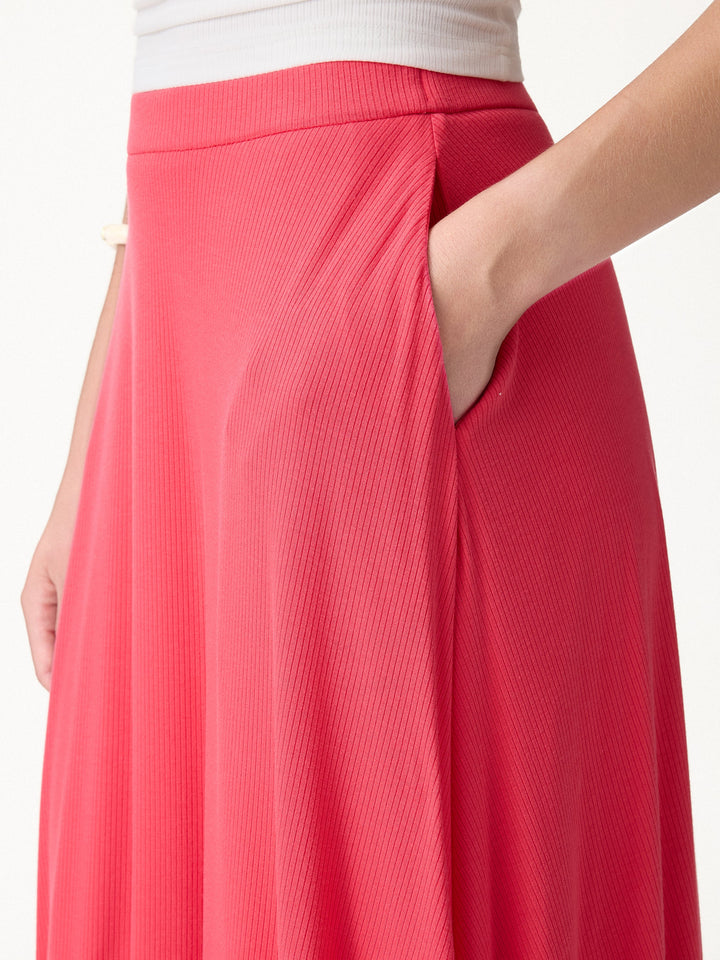 2Pcs Set U-Neck Bra Tank & Midi Skirt with Pockets