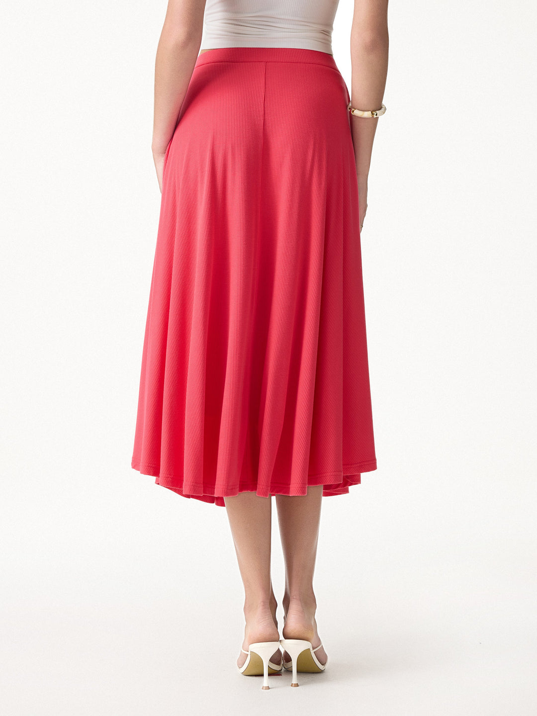 2Pcs Set U-Neck Bra Tank & Midi Skirt with Pockets