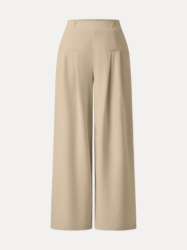 Mid Rise Wide Leg Trouser with Pockets Drapey Bamboo Ponte