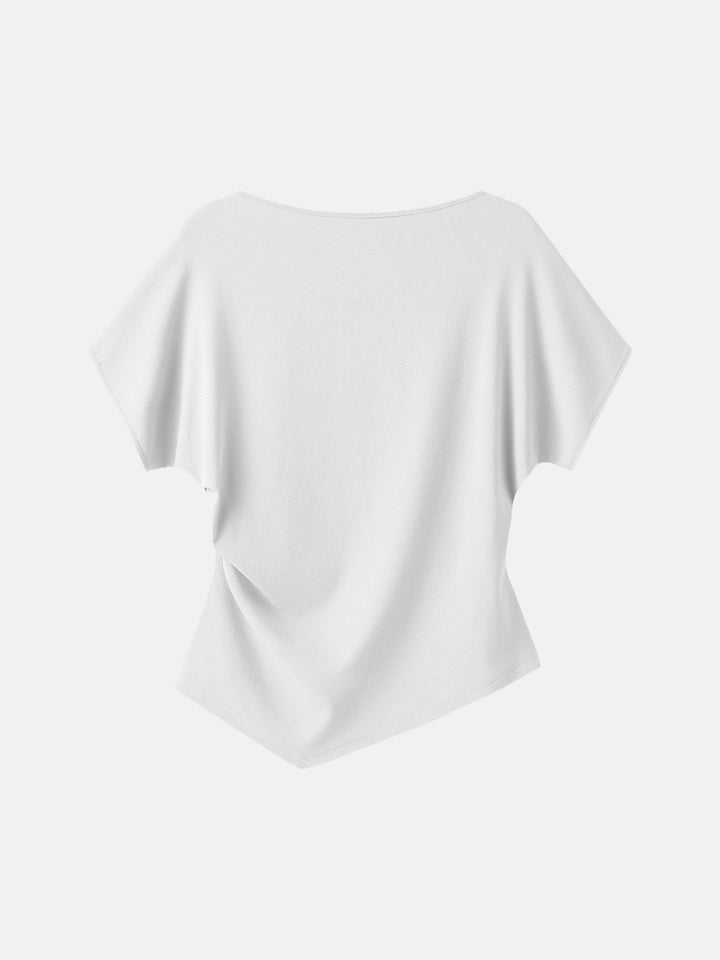 Cotton Lyocell Boatneck Angled Summer Tee