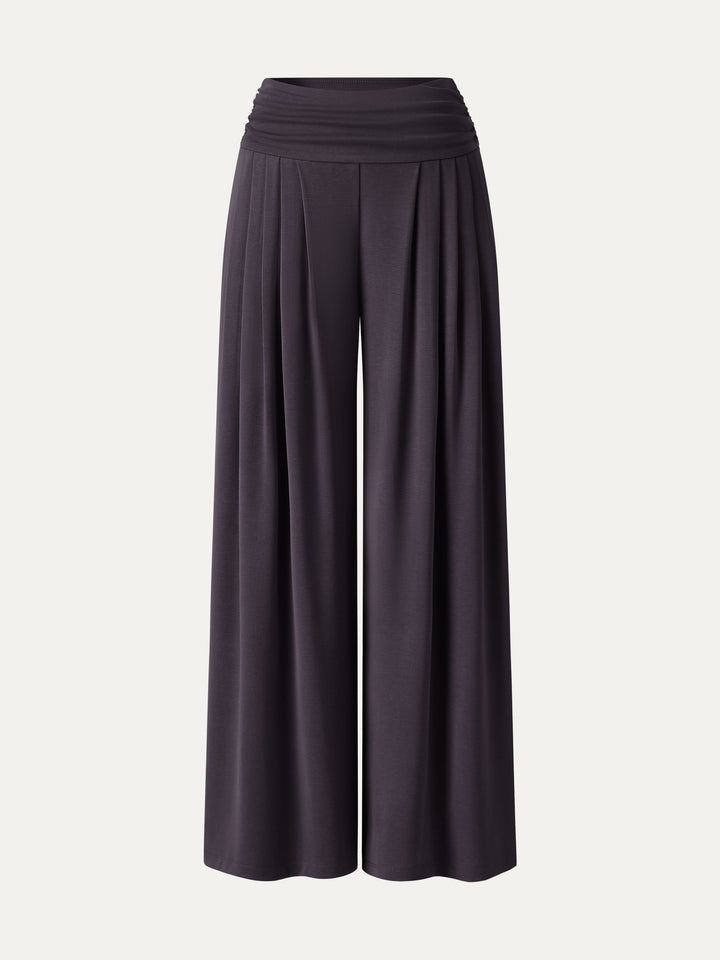 Sandwashed Super Flowy Tucked Palazzo Pant with Pockets