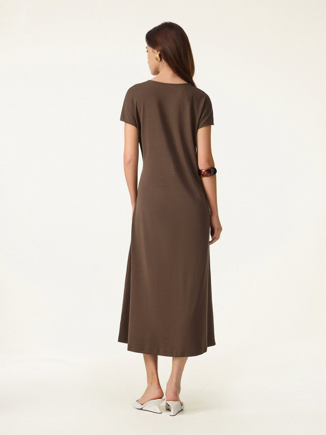 Cotton Lyocell Easy Airy Midi Dress with Self-Tie